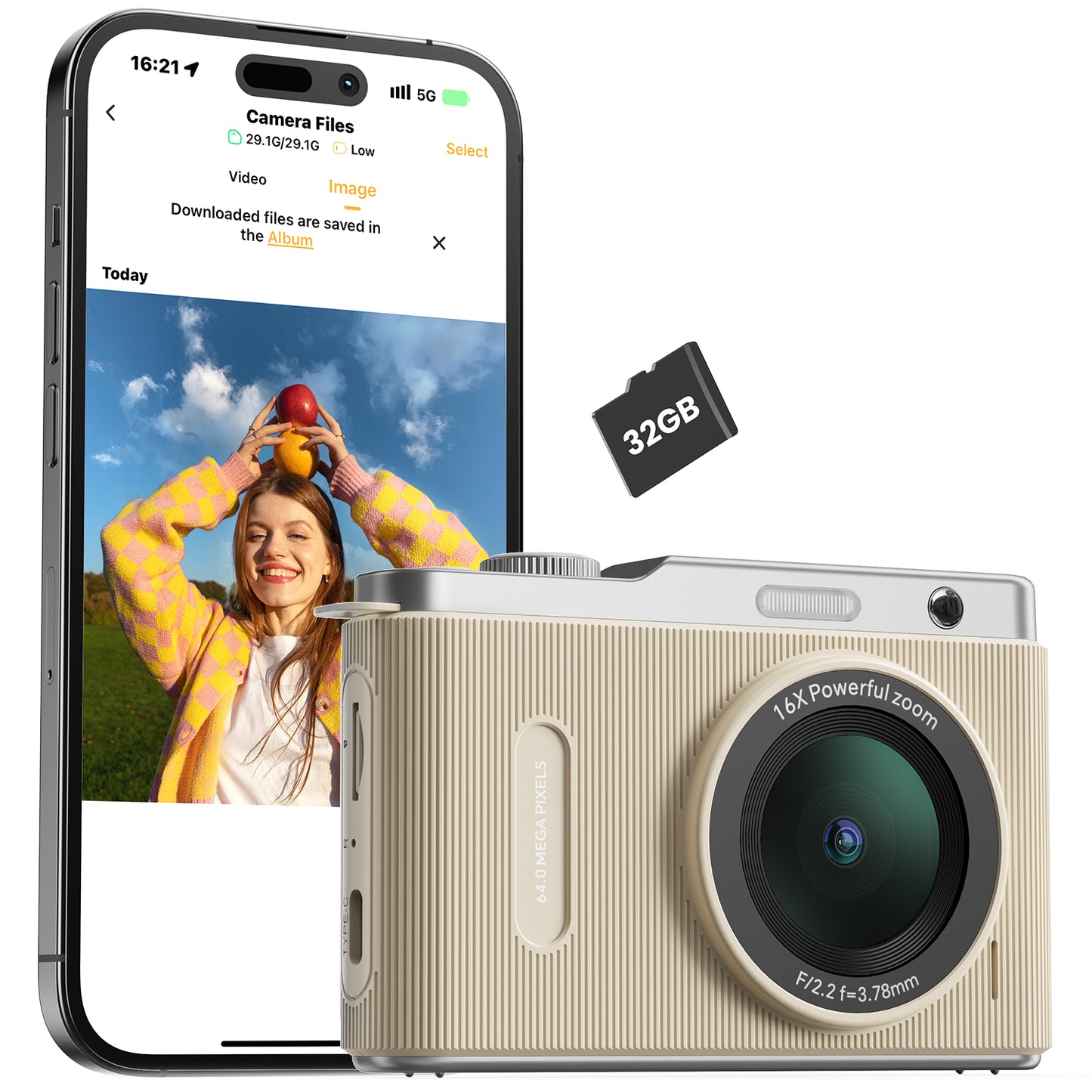 Avaett 4K 64MP Digital Camera with Wi-Fi Off-white