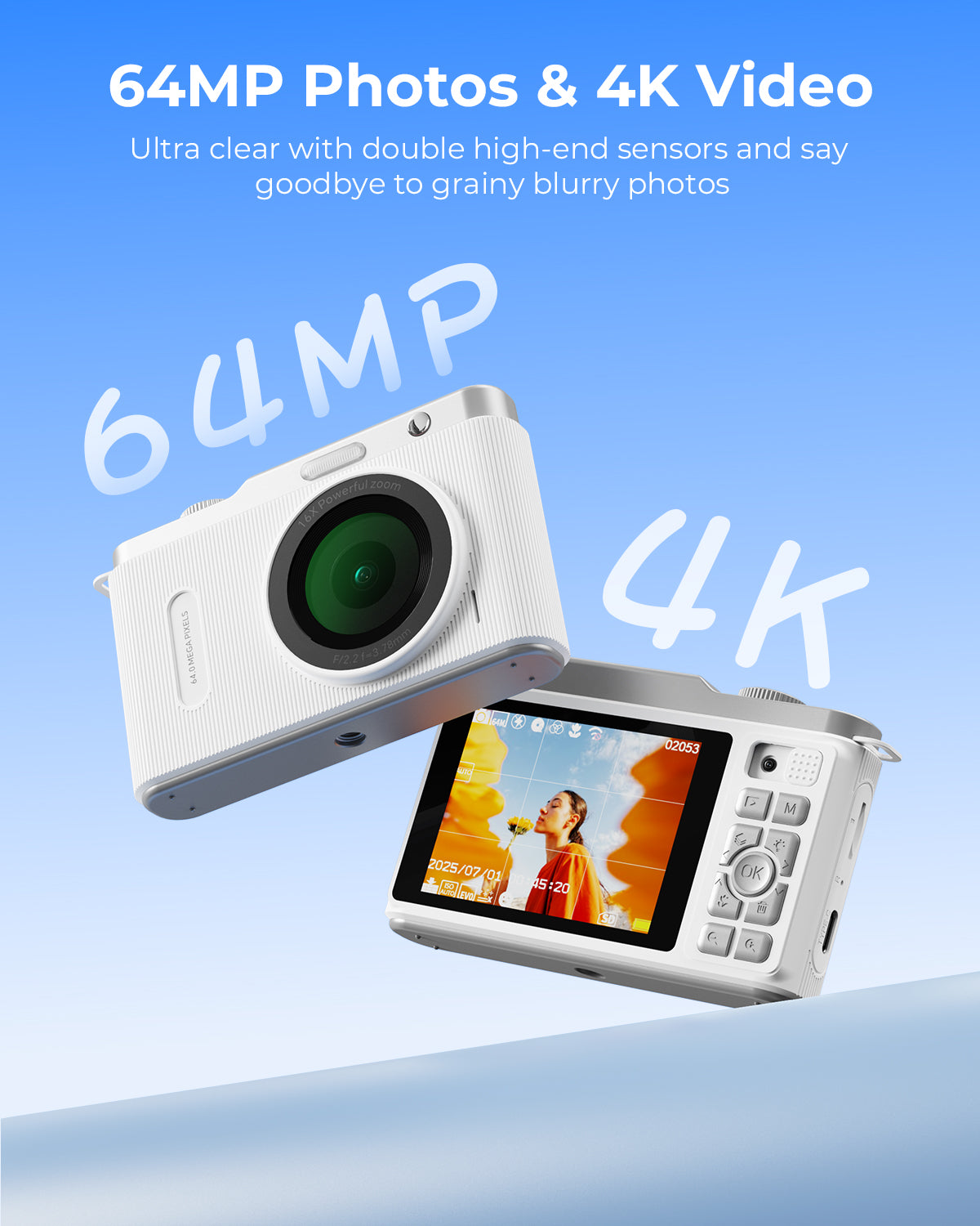 Avaett 4K 64MP Digital Camera with Wi-Fi White