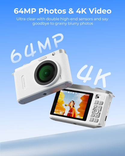 Avaett 4K 64MP Digital Camera with Wi-Fi White