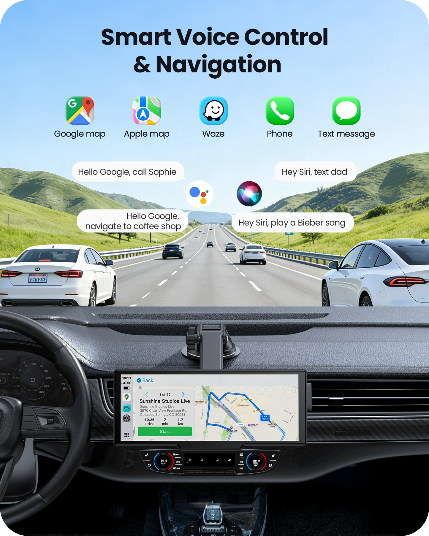 Avaett 9.26 Inch Carplay/Android Auto Screen with 4K Front and HD Rear Dash Cam (T93)