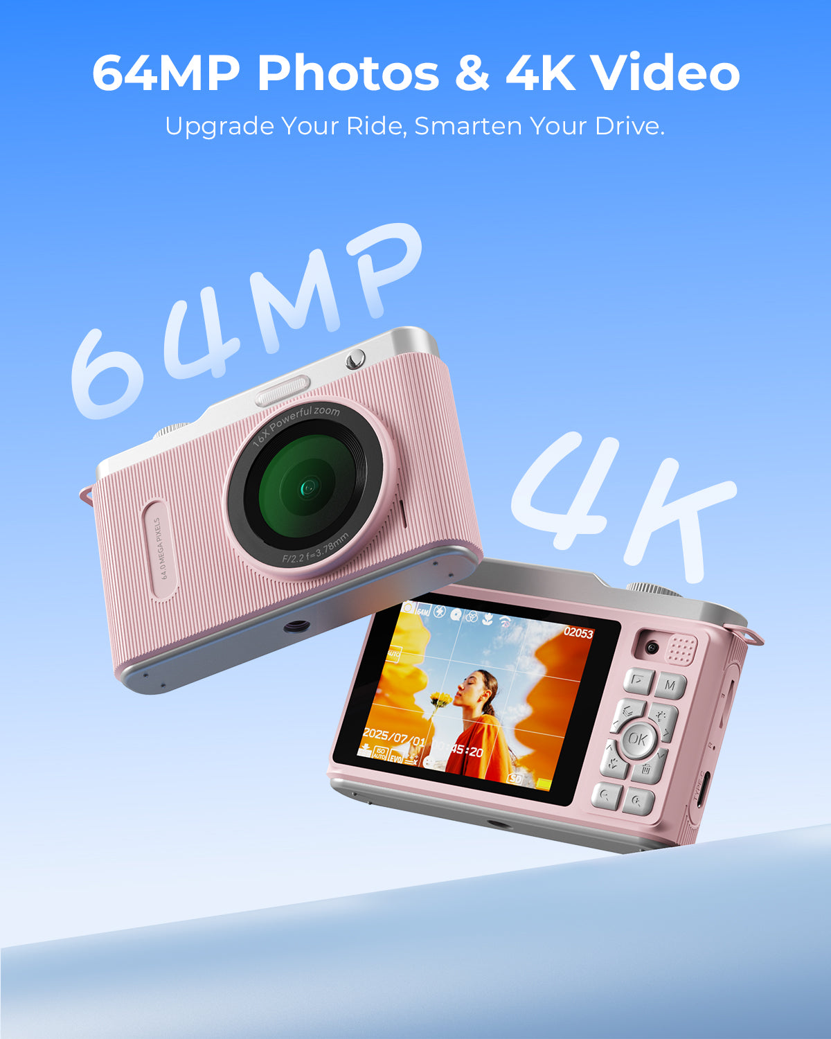 Avaett 4K 64MP Digital Camera with Wi-Fi Pink