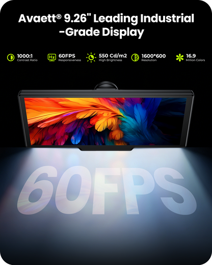 Avaett 9.26 Inch Carplay/Android Auto Screen with 4K Front and HD Rear Dash Cam (T93)