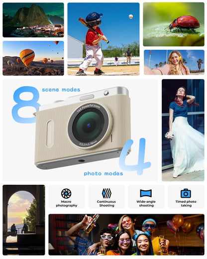 Avaett 4K 64MP Digital Camera with Wi-Fi Off-white