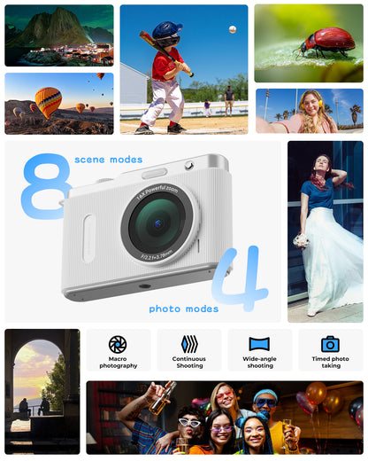 Avaett 4K 64MP Digital Camera with Wi-Fi White