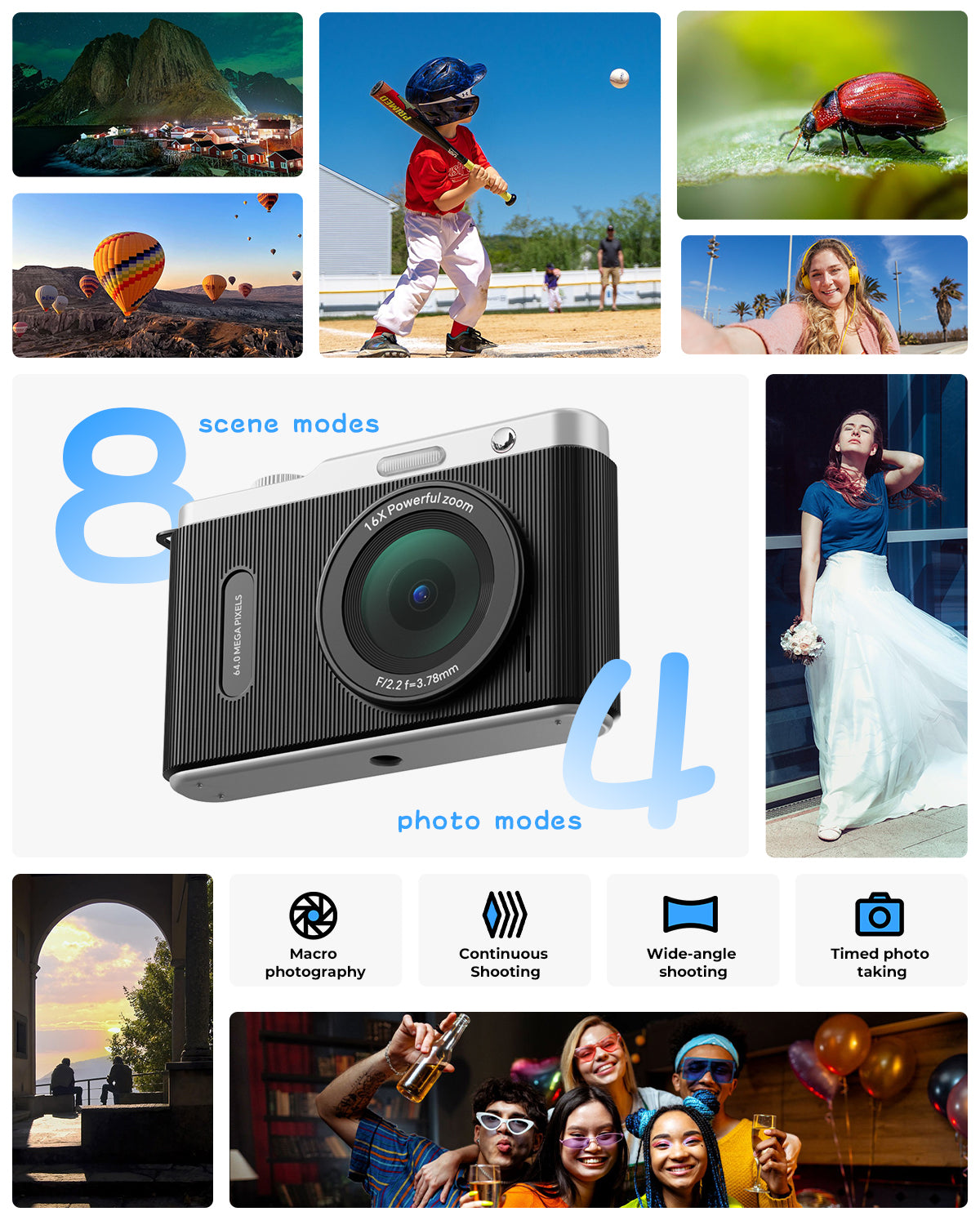 Avaett 4K 64MP Digital Camera with Wi-Fi Black
