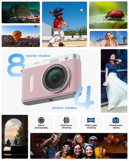 Avaett 4K 64MP Digital Camera with Wi-Fi Pink