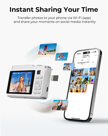 Avaett 4K 64MP Digital Camera with Wi-Fi White