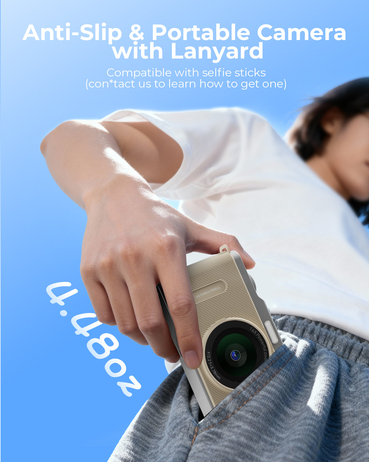 Avaett 4K 64MP Digital Camera with Wi-Fi Off-white